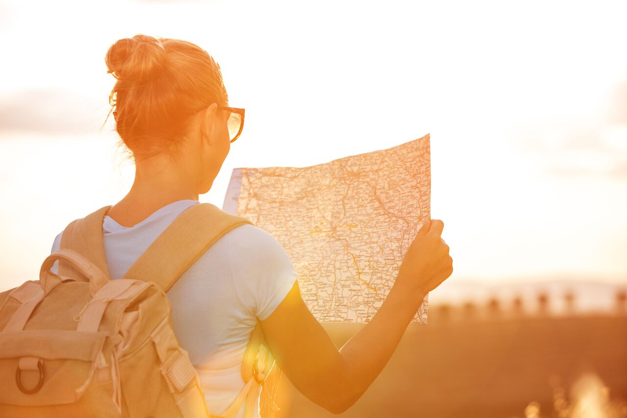 lady with map